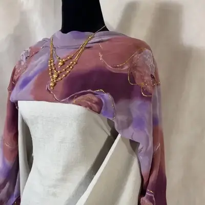 Imara Printed Hijab Satin Silk Chiffon Watercolor Design Elegant Flowy Sleek Luxurious Lightweight Vibrant Pattern Modest Des...