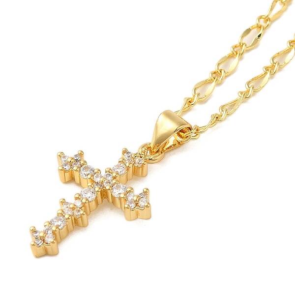 Real 18K Gold Plated Brass Micro Pave Clear Cubic Zirconia Pendant Necklaces for Women