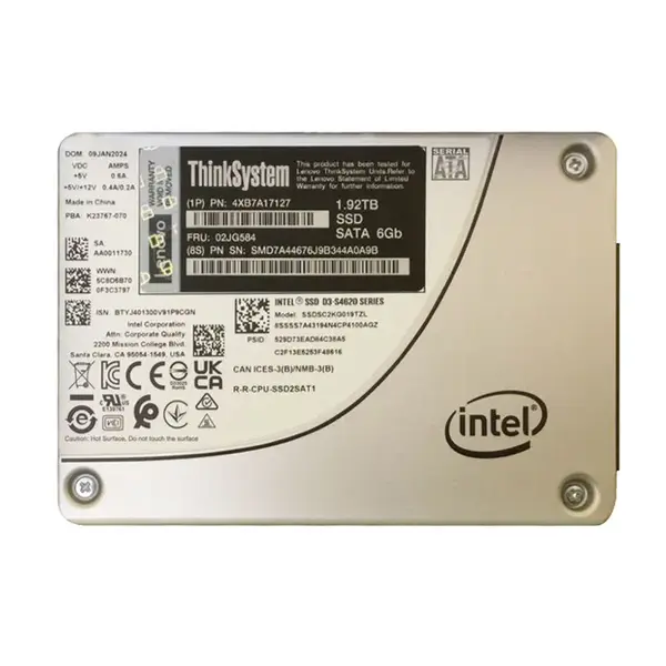 02JG584 Lenovo 1.92TB SATA 6Gb/s Mixed Use HS 2.5-inch Solid State Drive for ThinkSystem