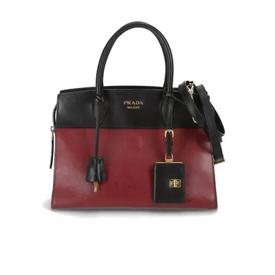 Pre-owned PRADA Leather Shoulder Bags Esplanade Handbag in Red Saffiano and Calf Skin with Gold Hardware