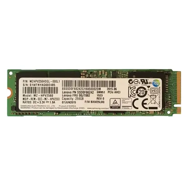 00JT082 Lenovo 256GB Multi-Level Cell PCI Express NVMe 3.0 x4 M.2 2280 Solid State Drive
