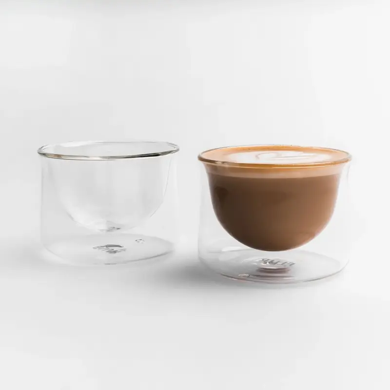 FLUR Latte Glasses (Set of 2) – Perfect for Latte Art, Lattes, Cappuccinos, Affogatos & Flat Whites – Double-Walled Boros...