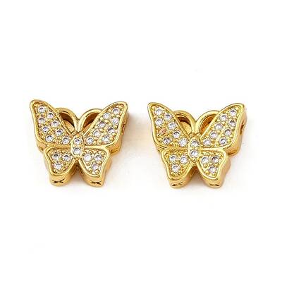 Brass Clear Cubic Zirconia Beads