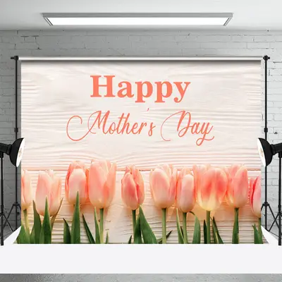 Tulip Spring Wooden Happy Mothers Day Backdrop - Aperturee