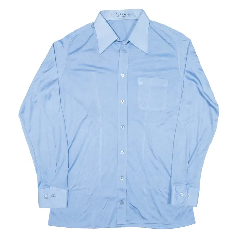 LIBERO Mens Plain Shirt Blue Long Sleeve M