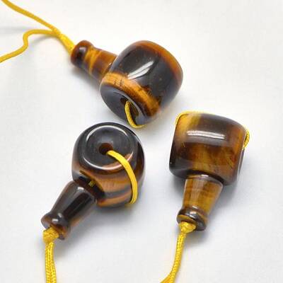 Natural Tiger Eye 3 Hole Guru Beads