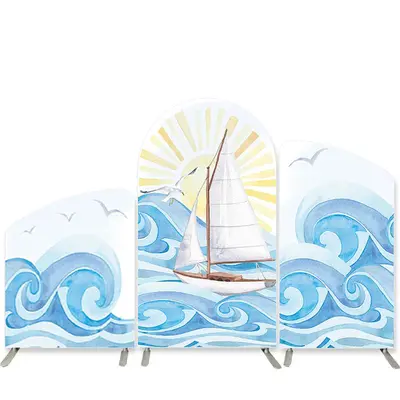 Aperturee Sea Sailing Theme Birthday Arch Backdrop Kit For Boy | Diy Round Arch Backdrop | Custom Arched Wall Covers | Weddin...