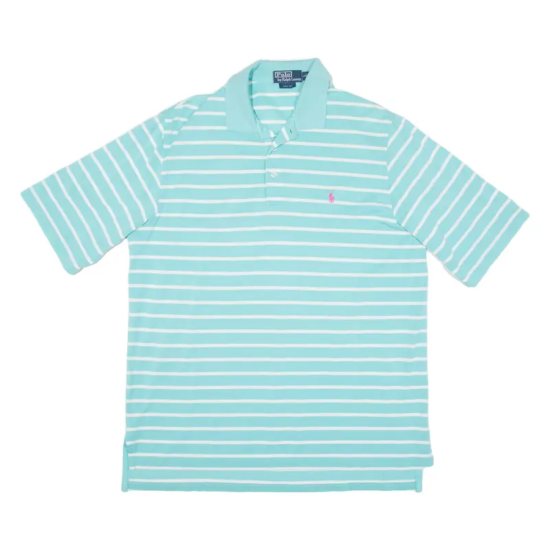 POLO RALPH LAUREN Golf Fit Mens Polo Shirt Blue Striped L