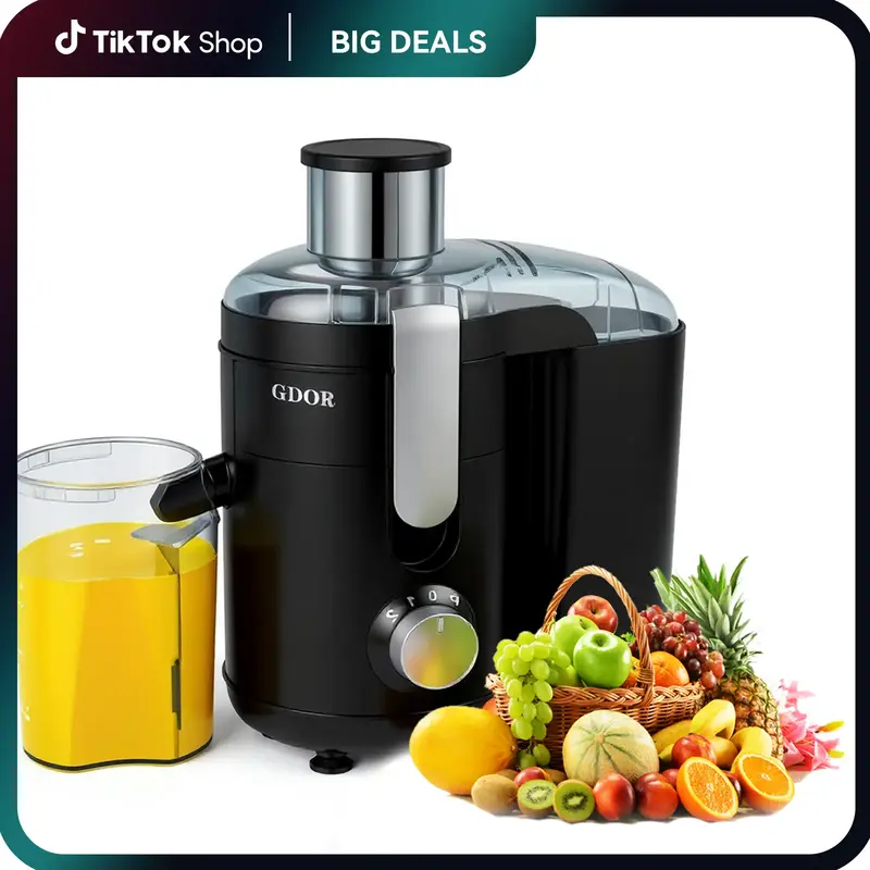 800W Juicer with 3-Inch Wide Chute, Titanium Cutting Disc & Dual Speeds — Easy Juice Extractor for Fruits and Veggies