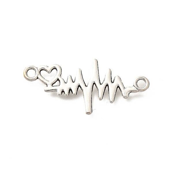 Tibetan Style Alloy Heartbeat Connector Charms