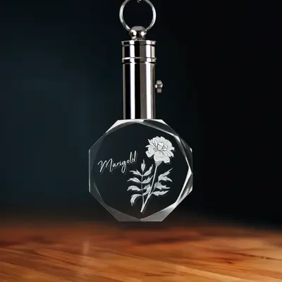 2D Memory Crystal™ - Pre-Design Keychain - Octagon - October Marigold-Medium