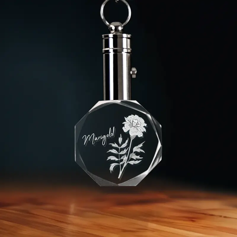 2D Memory Crystal™ - Pre-Design Keychain - Octagon - October Marigold-Medium