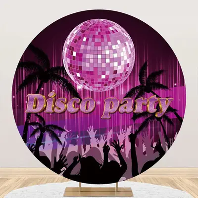 Pink Crystal Ball Trees Round Disco Party Backdrop - Aperturee