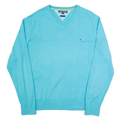 TOMMY HILFIGER Mens Jumper Blue Tight Knit 2XL