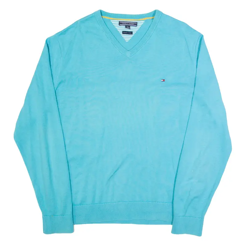 TOMMY HILFIGER Mens Jumper Blue Tight Knit 2XL