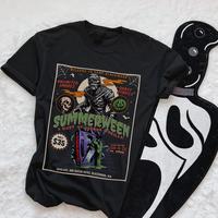 Summerween Shirt, Slasher Summer Camp 80's Poster Graphic Tee,  Boo Basket Spooky Summer Shirt