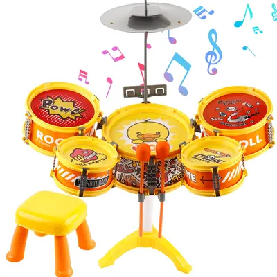 Toddler Drum Set with Chair - Mini Drum Toys with Stickers & Drumsticks for Kids 1-3 Years, Musical Learning & Gift for Boys ...