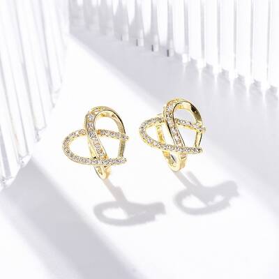 Rack Plating Brass Micro Pave Clear Cubic Zirconia Cuff Earrings