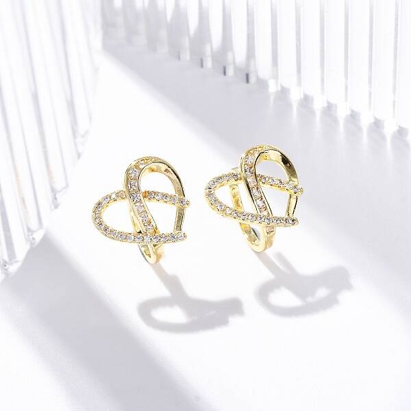 Rack Plating Brass Micro Pave Clear Cubic Zirconia Cuff Earrings