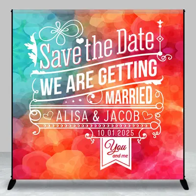 Green Red Save The Gate Custom Name Wedding Backdrop