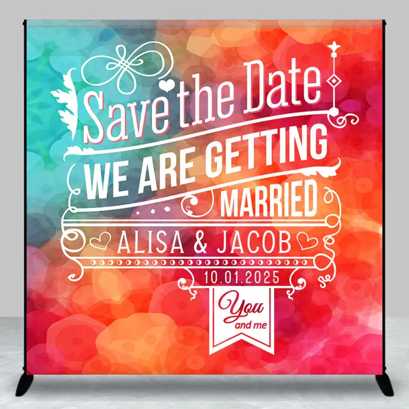 Green Red Save The Gate Custom Name Wedding Backdrop