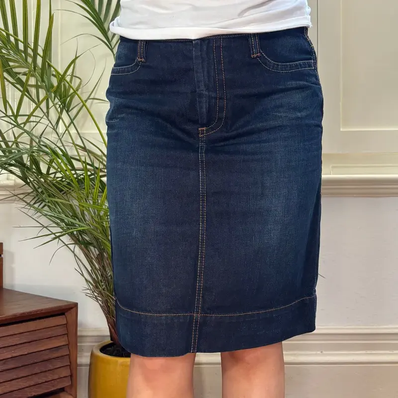 Gas Midi Denim Skirt - 30W UK 10 Dark Wash Cotton