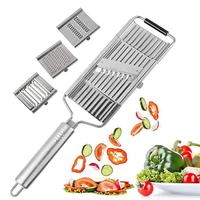 Stainless Steel 4 in 1 Multi-Purpose Vegetable Slicer, Handheld Cheese Grater & Vegetable Chopper with 4 Adjustable Blades fo...