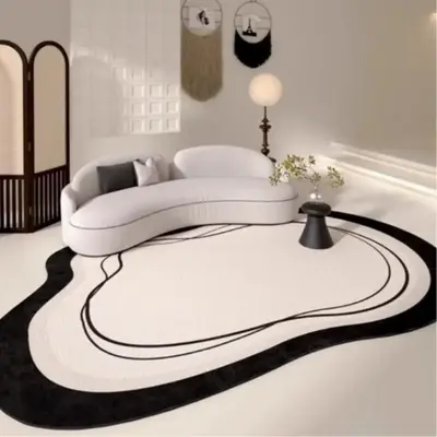 Irregular Shaped Bedside Rug, Non-slip Washable Soft Rug, Decorative Carpet for Home Living Room Bedroom Study Room Coffee Ta...