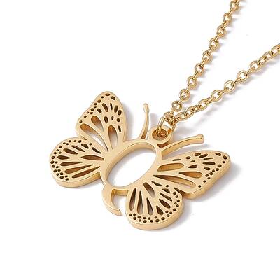 Initial Letter with Butterfly Pendant Necklace