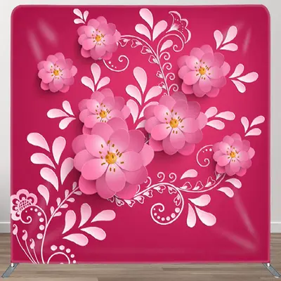 Aperturee Pink Flower Swivel Red Fabric Birthday Backdrop Cover - Aperturee