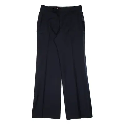 Pleated Womens Trousers Blue Relaxed Flared Wool W30 L31