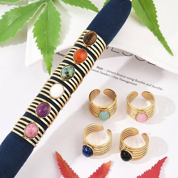 304 Stainless Steel Multi-layer Open Cuff Rings
