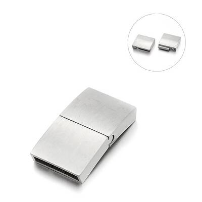 Tarnish Resistant Matte 304 Stainless Steel Rectangle Magnetic Clasps with Glue-in Ends