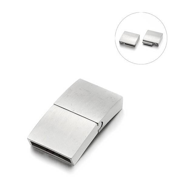Tarnish Resistant Matte 304 Stainless Steel Rectangle Magnetic Clasps with Glue-in Ends