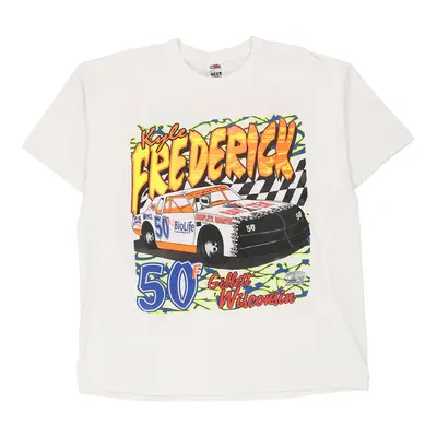 Kyle Frederick Fruit Of The Loom Nascar T-Shirt - XL White Cotton