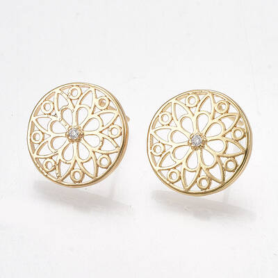 Brass Cubic Zirconia Stud Earrings