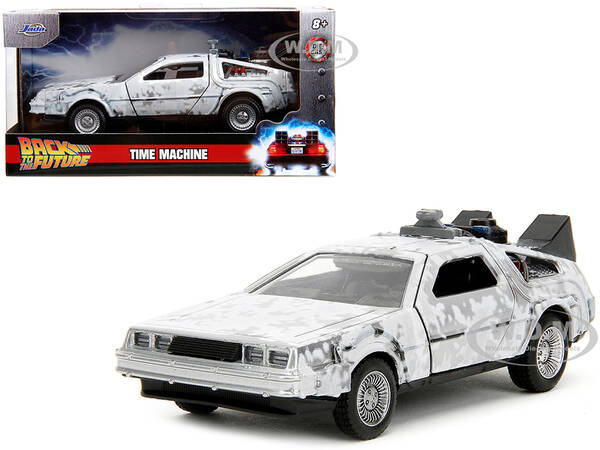 DMC DeLorean Time Machine Brushed Metal (Frost Version) Back to the Future (1985) Movie Hollywood Rides Series 1/32 Diecast M...