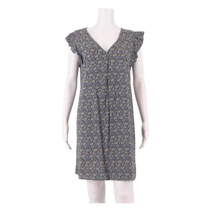 FAT FACE Womens Shift Dress Blue Viscose Floral Short Sleeve Knee Length UK 10