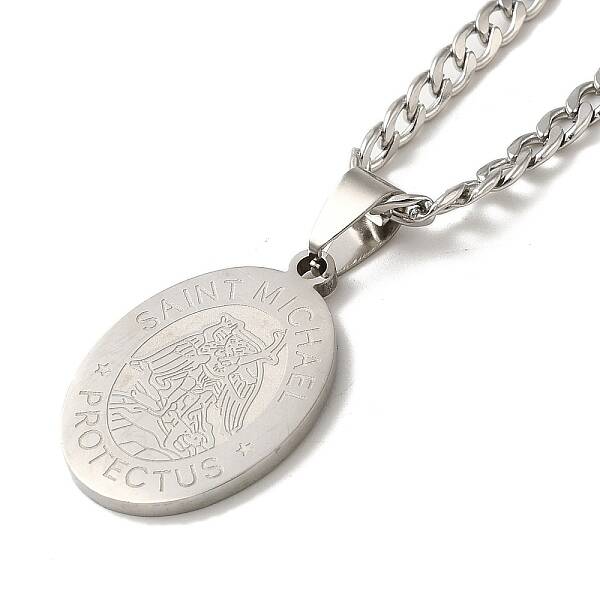 Non-Tarnish Oval with Angel Pendant Necklaces