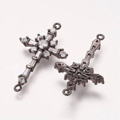 Brass Micro Pave Cubic Zirconia Links