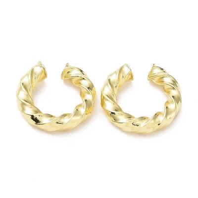 Rack Plating Brass Twist Rope Cuff Earrings for Women