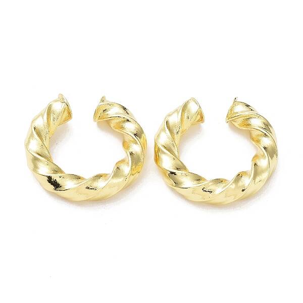 Rack Plating Brass Twist Rope Cuff Earrings for Women