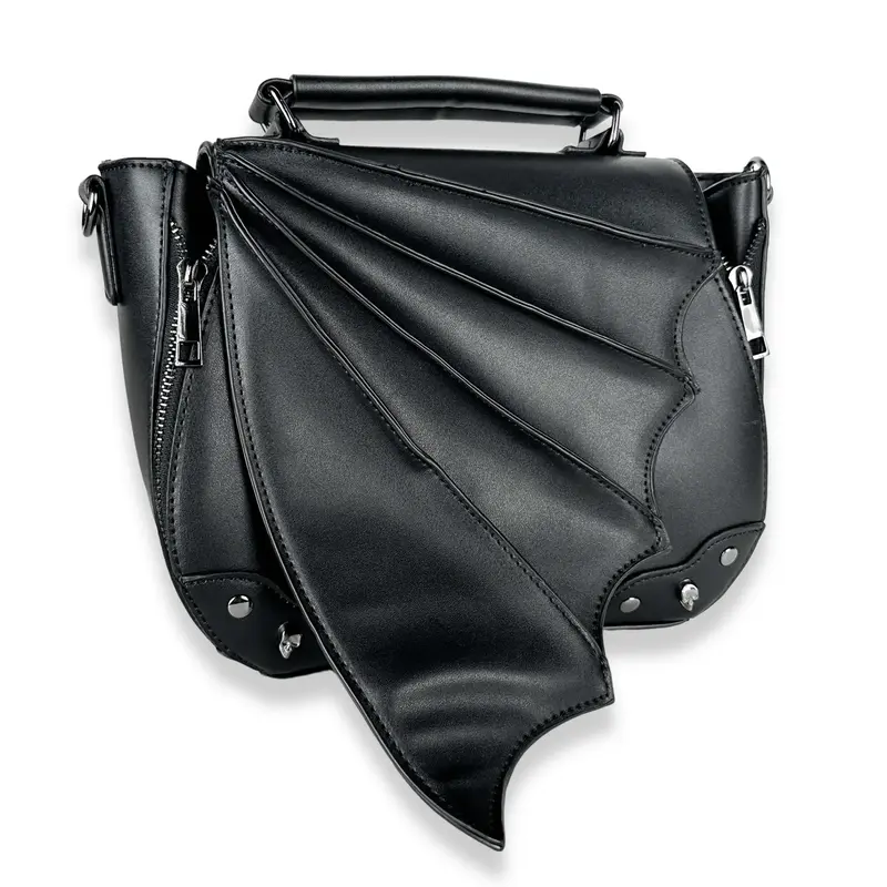 Gothic Bat Wing Convertible Handbag with Crossbody Bag Strap