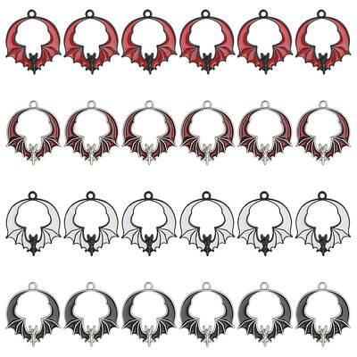 24Pcs 4 Colors Alloy Enamel Pendants Sets