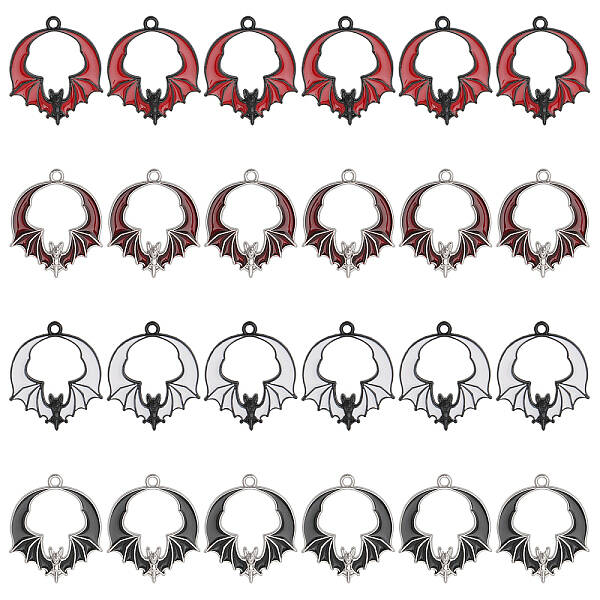 24Pcs 4 Colors Alloy Enamel Pendants Sets