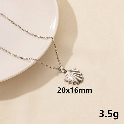 304 Stainless Steel Shell Shape Pendant Necklaces