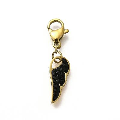 Feather 304 Stainless Steel Polymer Clay Rhinestone Pendant Decorations