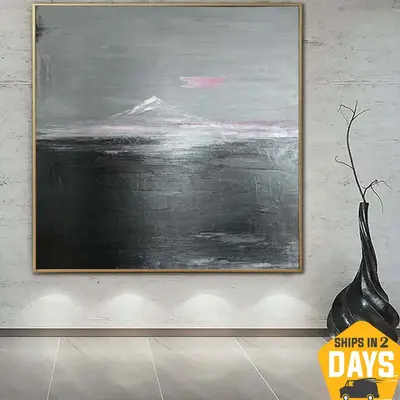 Abstract Black And White Paintings On Canvas Neutral Minimalist Art Modern Art House Decor Original Oil Painting | ISLAND 27....