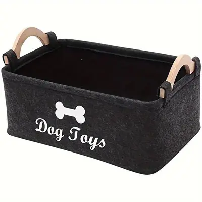 Foldable Pet Toy Storage Box, Collapsible Pet Toy Basket with Handle, Multifunctional Pet Storage Box for Dog & Cat Accessori...