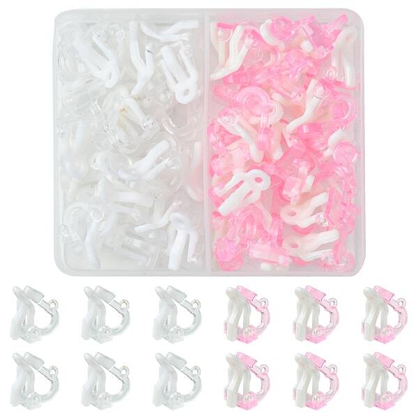 40Pcs 2 Colors Plastic Clip-on Earring Findings